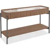 Horizon Console Table in Pandora Ceramic, Walnut Veneer & Grey Metal